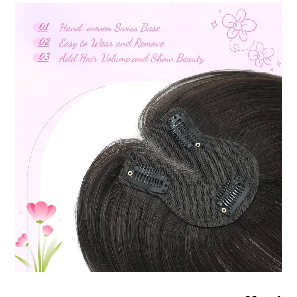Dark Brown Clip-In Top Piece for Women - Natural Look Hair Thickener - Picture 2 of 8